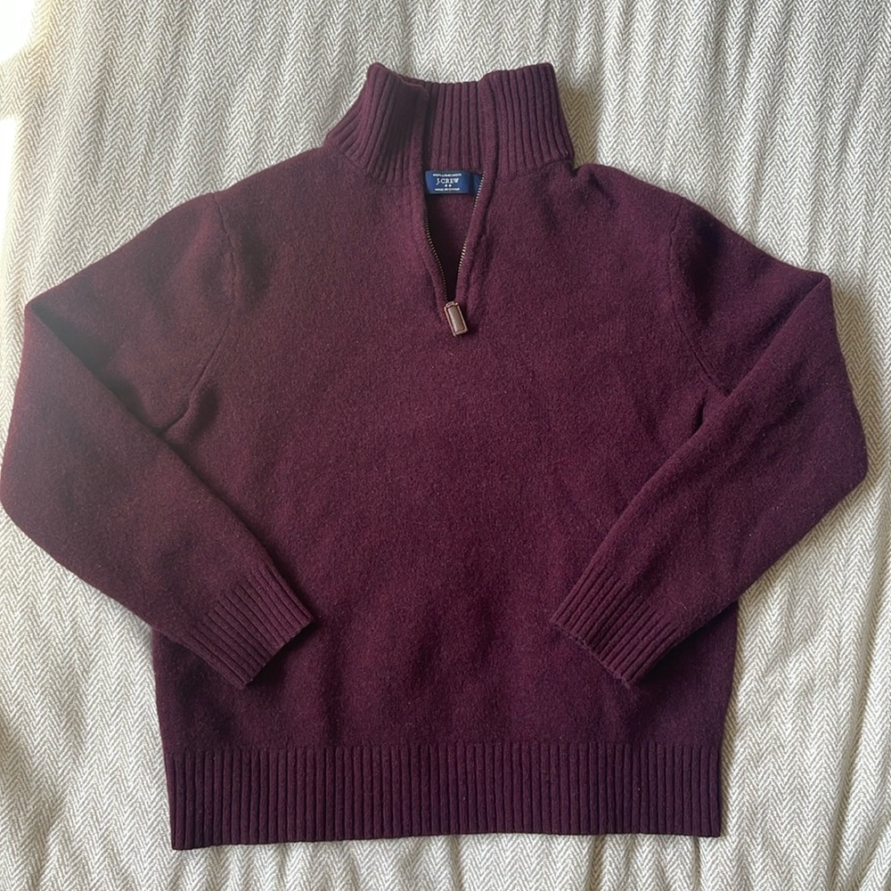 J CREW 100% Lambs Wool 1/4 Zip Sweater